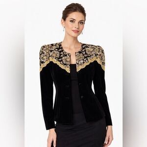 Jessica McClintock Velour Embellished Blazer